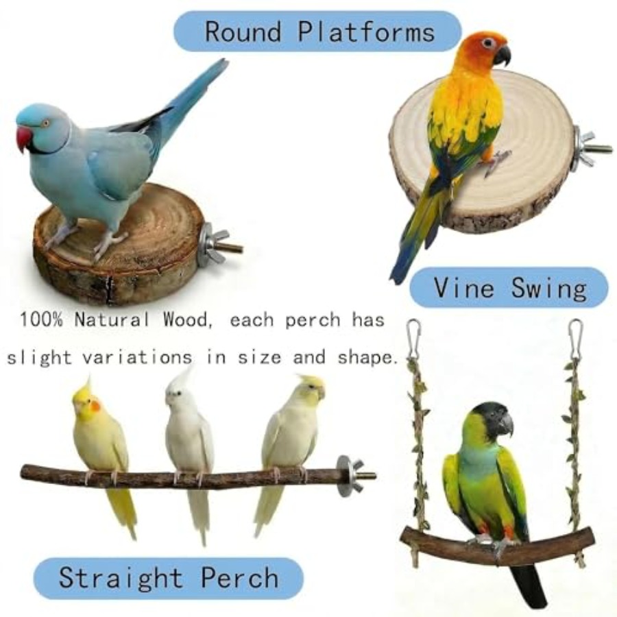 8PCS natural wood bird perches - огляд і ціна Health & Wellness Alegria